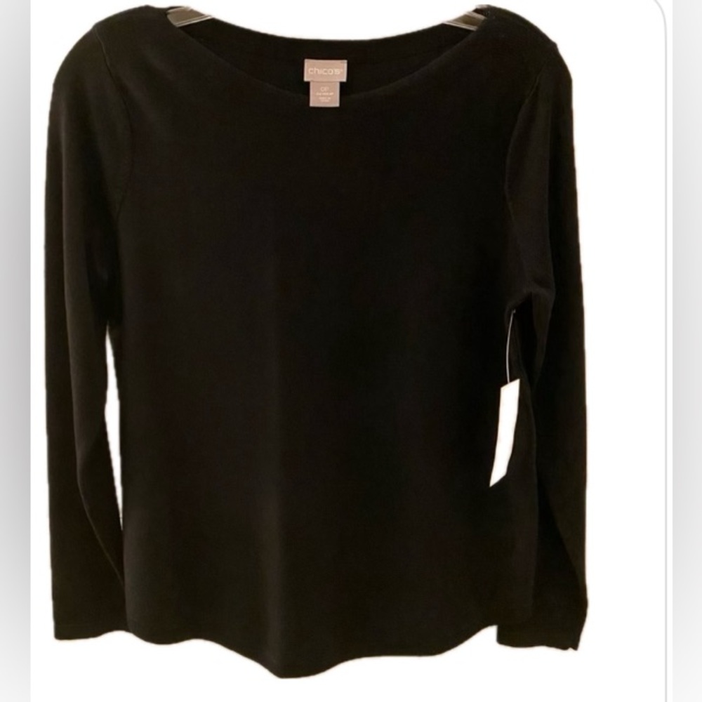 🎉 HP 🎉 Chico’s Black Boat Neck Long Sleeve Top